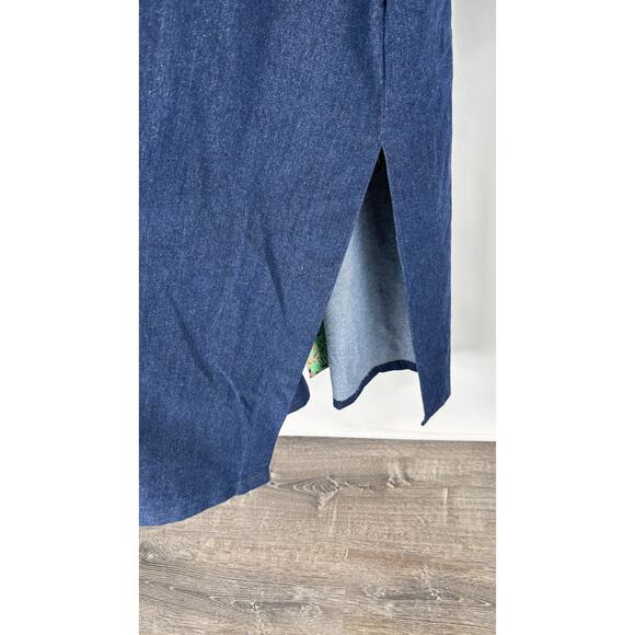 Rooey Knots Oversized Denim Duster Open Cardigan Womens Size XL New Blue Green - Picture 6 of 9